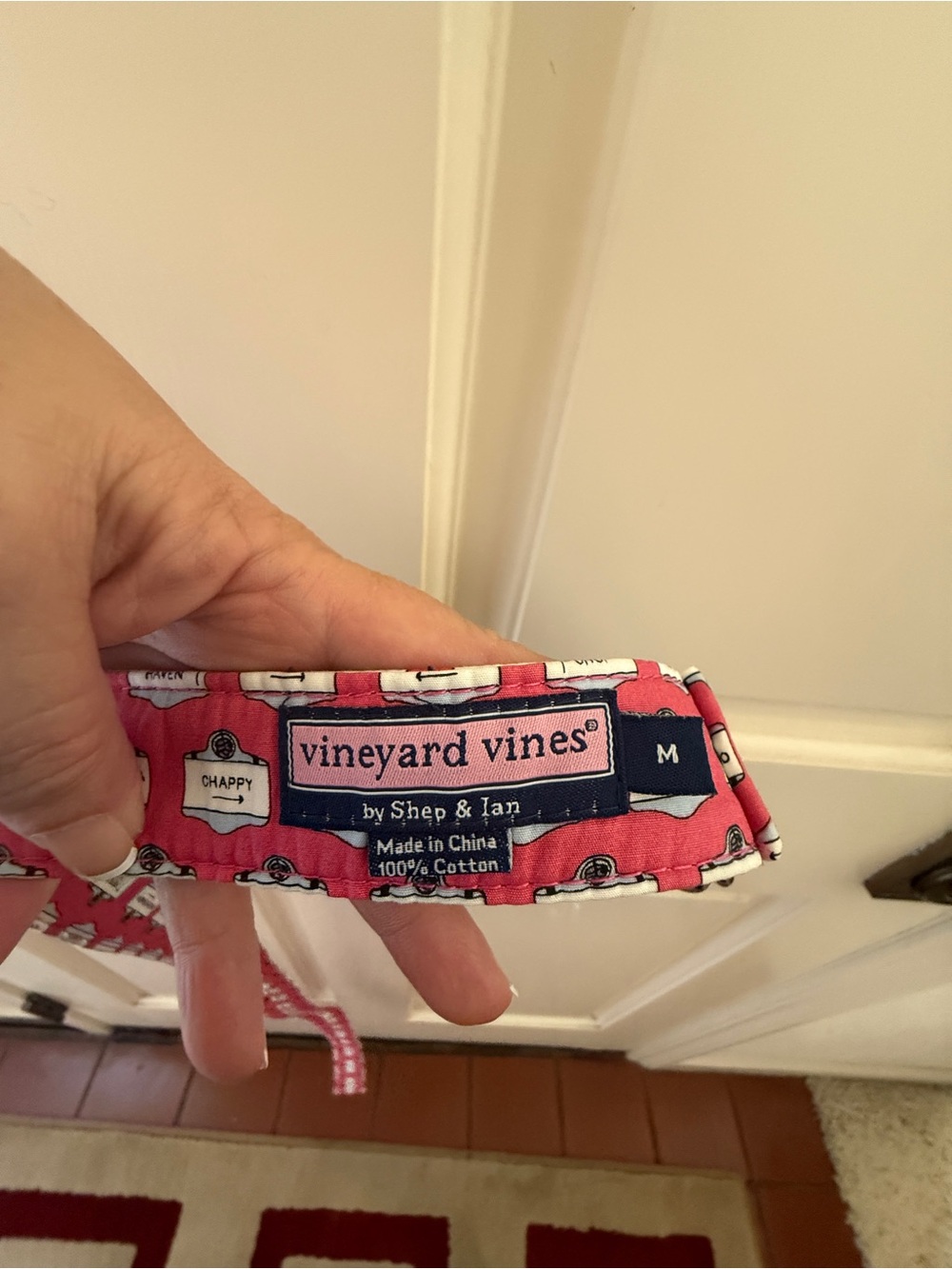Vineyard Vines Pink & White Patterned Cotton Belt - Men’s Medium